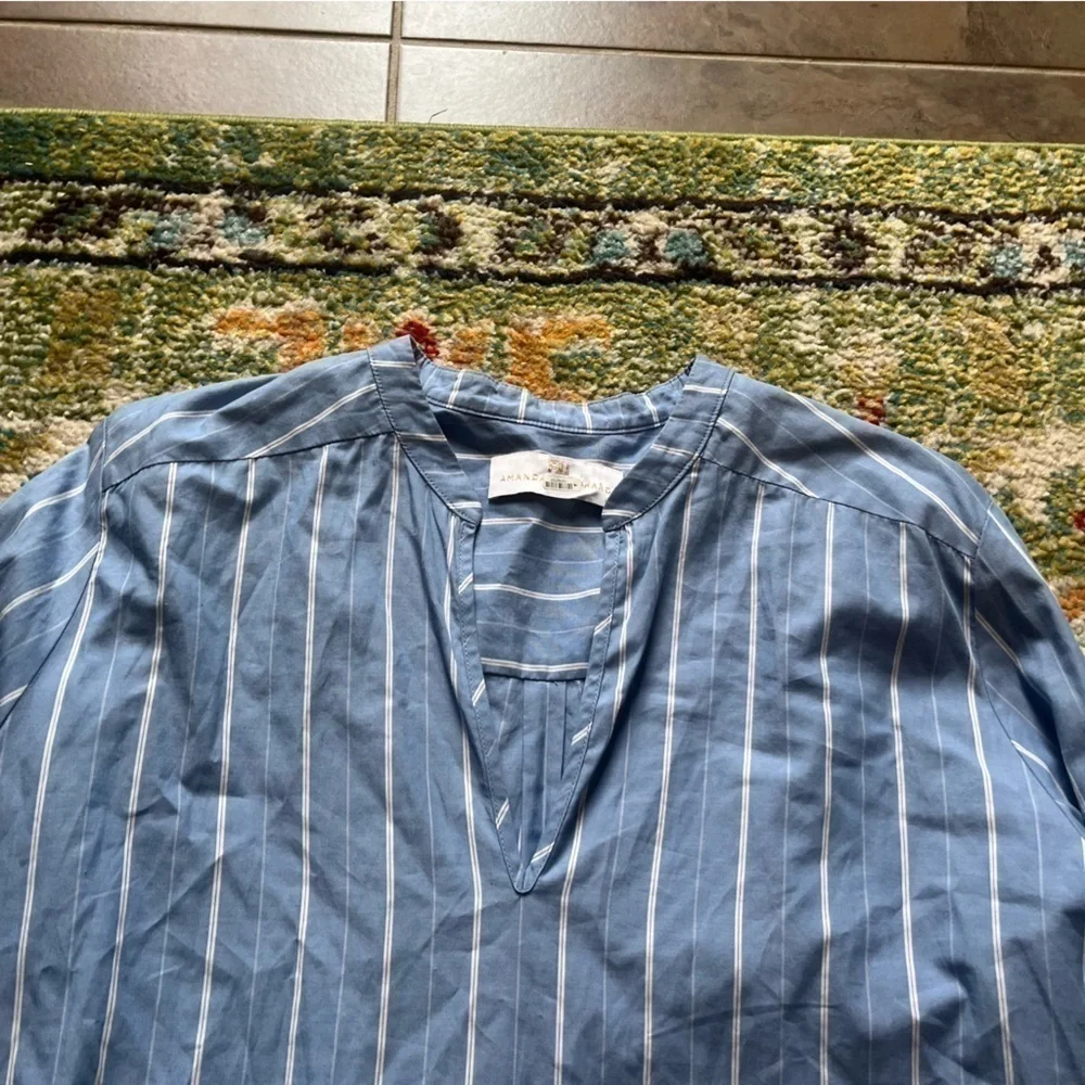 Amanda Uprichard by REVOLVE blue and white pinstripe blouse - Picture 6 of 8
